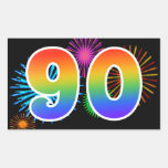 [ Thumbnail: Fun Fireworks + Rainbow Pattern "90" Event Number Sticker ]