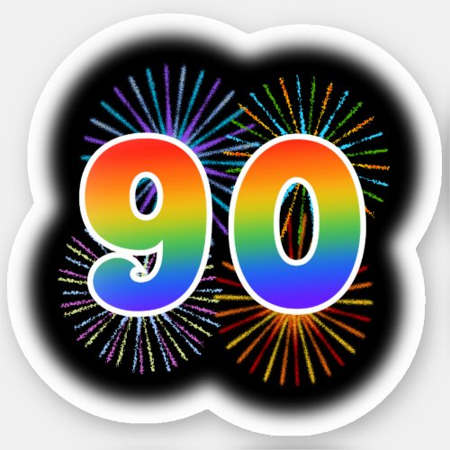 Fun Fireworks  Rainbow Pattern 90 Event  Sticker