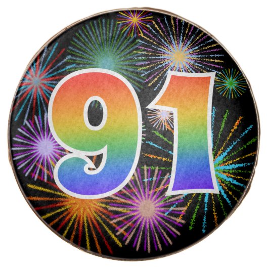 Fun Fireworks, Rainbow Pattern "91" Event # Chocolate Covered Oreo (Front)