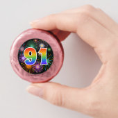 Fun Fireworks, Rainbow Pattern "91" Event # Dipped Oreo Cookie Favors (In Hand)