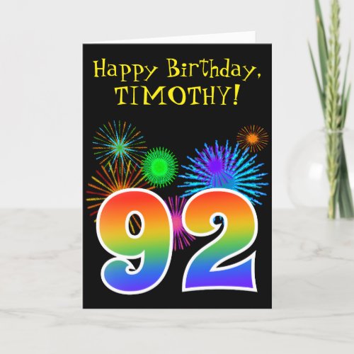 Fun Fireworks  Rainbow Pattern 92 Birthday  Card