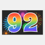[ Thumbnail: Fun Fireworks + Rainbow Pattern "92" Event Number Sticker ]