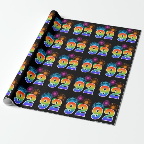 Fun Fireworks  Rainbow Pattern 92 Event Number Wrapping Paper