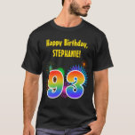 [ Thumbnail: Fun Fireworks + Rainbow Pattern "93" Birthday # T-Shirt ]