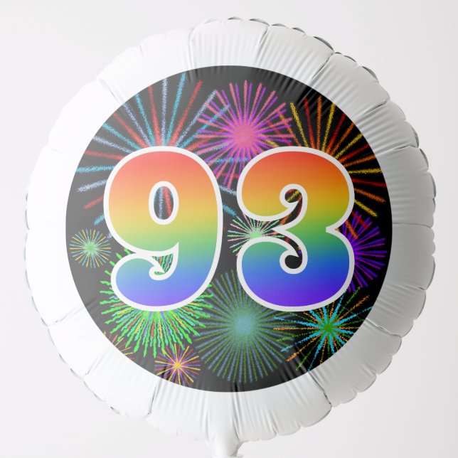 Fun Fireworks + Rainbow Pattern "93" Event # Balloon (Front)