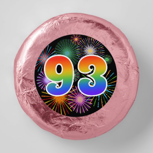 Fun Fireworks, Rainbow Pattern "93" Event # Dipped Oreo Cookie Favors (Front)