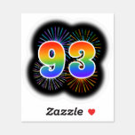 [ Thumbnail: Fun Fireworks + Rainbow Pattern "93" Event # Sticker ]