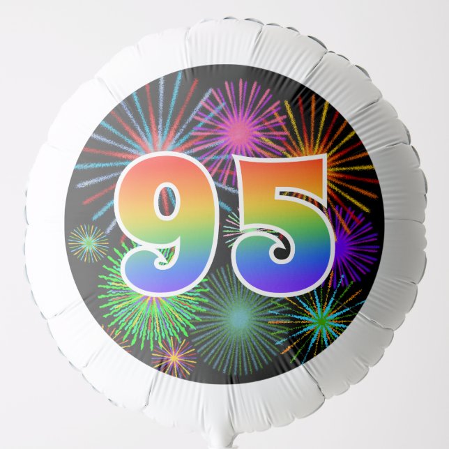 Fun Fireworks + Rainbow Pattern "95" Event # Balloon (Front)