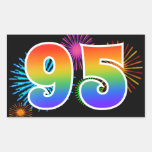 [ Thumbnail: Fun Fireworks + Rainbow Pattern "95" Event Number Sticker ]