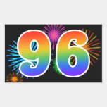[ Thumbnail: Fun Fireworks + Rainbow Pattern "96" Event Number Sticker ]