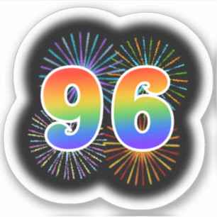 Fun Fireworks + Rainbow Pattern "96" Event # Sticker