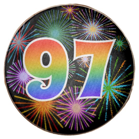 Fun Fireworks, Rainbow Pattern "97" Event # Chocolate Covered Oreo (Front)