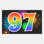 [ Thumbnail: Fun Fireworks + Rainbow Pattern "97" Event Number Sticker ]