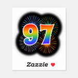 [ Thumbnail: Fun Fireworks + Rainbow Pattern "97" Event # Sticker ]