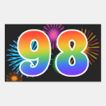[ Thumbnail: Fun Fireworks + Rainbow Pattern "98" Event Number Sticker ]