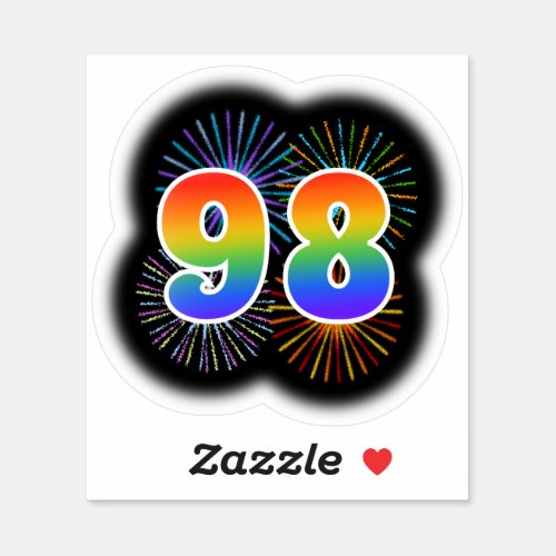 Fun Fireworks  Rainbow Pattern 98 Event  Sticker