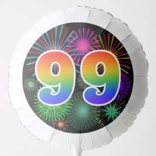 Fun Fireworks + Rainbow Pattern "99" Event # Balloon