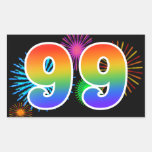 [ Thumbnail: Fun Fireworks + Rainbow Pattern "99" Event Number Sticker ]