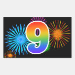 [ Thumbnail: Fun Fireworks + Rainbow Pattern "9" Event Number Sticker ]