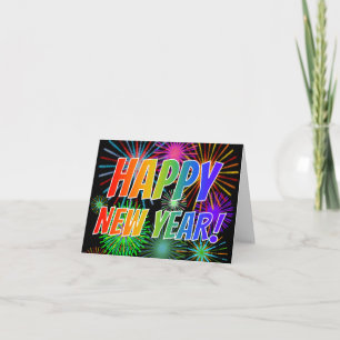Fun Fireworks + Rainbow Spectrum "HAPPY NEW YEAR!" Card