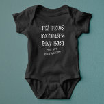 Fun First Father's Day Gift from Kids Humor Black Baby Bodysuit<br><div class="desc">Funny First Father's Day gift saying: "I'm your Father's Day gift - Mom says You're welcome ".This modernToddler T-shirt is perfect for the Dad who loves his kid as much as he loves and appreciates his lady. Great big and fun bold typography design.</div>