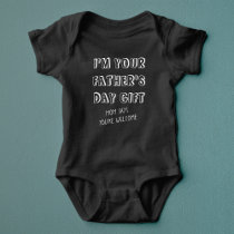 Fun First Father's Day Gift from Kids Humor Black Baby Bodysuit