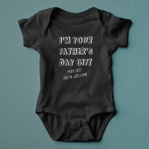 Fun First Father's Day Gift from Kids Humor Black Baby Bodysuit