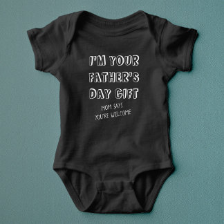 Fun First Father's Day Gift from Kids Humor Black Baby Bodysuit