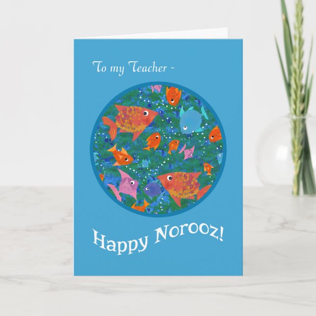 Fun Fish in the Sea Norooz Card for Teacher (Front)