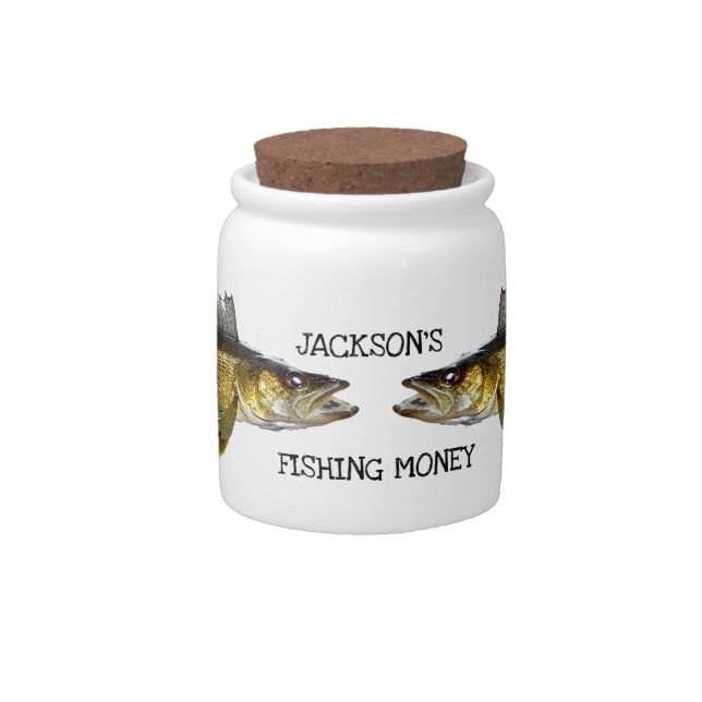 Fun Fishing Money with Walleyes Candy Jar (Front)