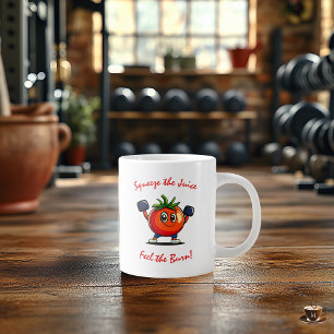 Fun Fitness with Cute Tomato - Workout Motivation Giant Coffee Mug