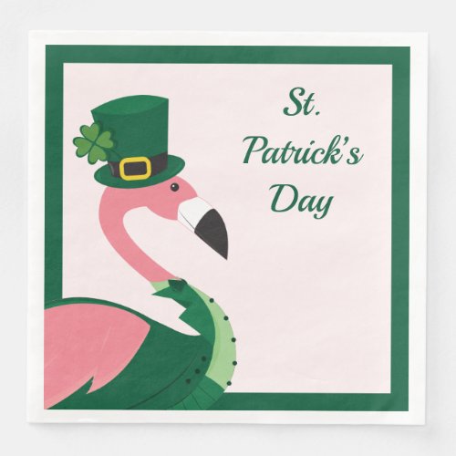 Fun Flamingo Animal Pink St Patricks Day Paper Dinner Napkins