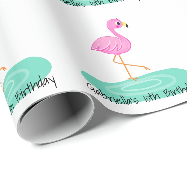 Fun Flamingo Birthday Gift Wrap (Roll Corner)