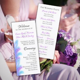 Fun Flamingo & Hearts Wedding Program Flat Card