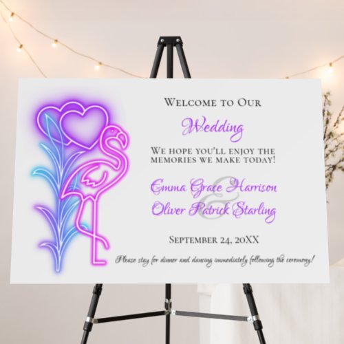 Fun Flamingo  Hearts Wedding Welcome Sign