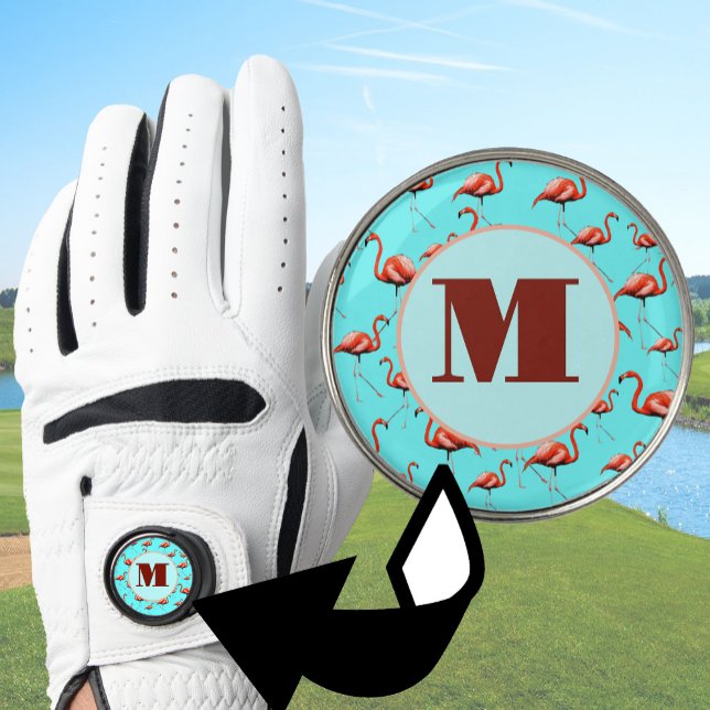 Fun Flamingo pink monogram ladies personalized  Golf Glove (Creator Uploaded)