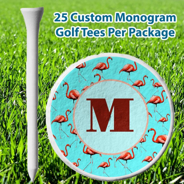 Fun Flamingo pink monogram ladies personalized  Golf Tees (Creator Uploaded)