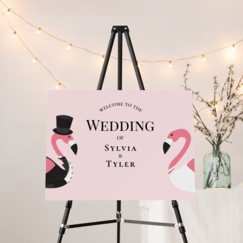 Fun Flamingo Wedding Welcome Foam Board