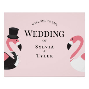 Fun Flamingo Wedding Welcome Poster