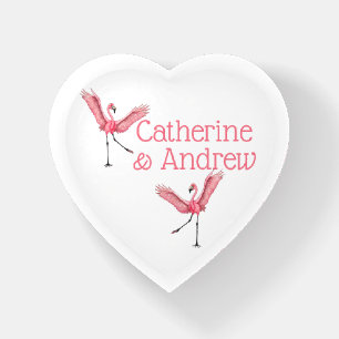Fun Flamingos Custom Couple's Names Paperweight
