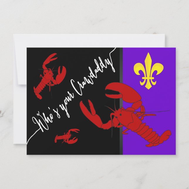 Fun Fleur De Lis Crawfish Boil Invitation (Front)