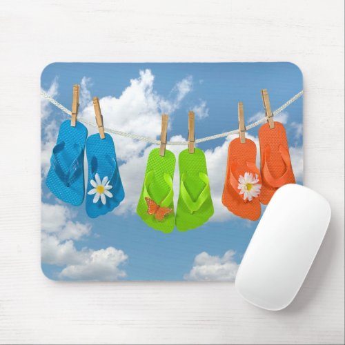Fun Flip_Flops On Clothesline Mouse Pad
