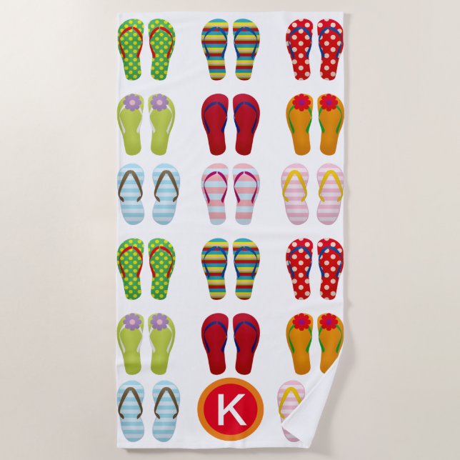 Fun Flip Flops Personalized Beach Towel (Front)