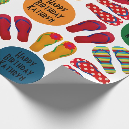 Fun Flip Flops Personalized Wrapping Paper