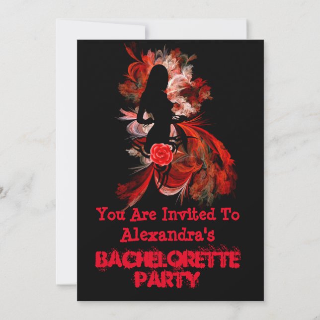 Fun flirty adult personalized bachelorette party invitation (Front)