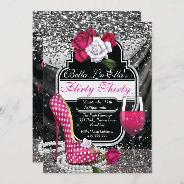 Fun Flirty Birthday Party Invitations (Front/Back)