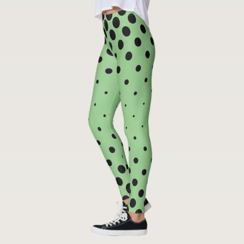 Fun  Flirty Green Polka Dot  Leggings