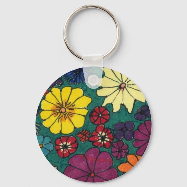"Fun Floral #1" Floral Keychain (Front)