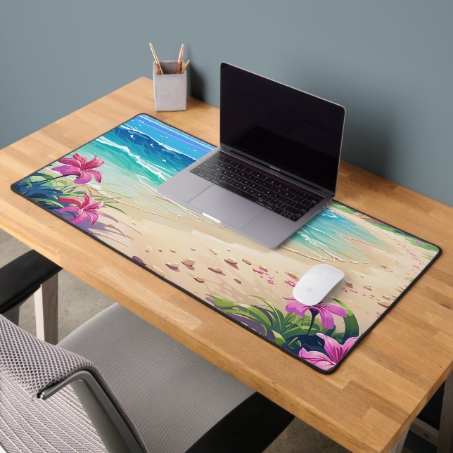 fun floral beach scene  desk mat (Office 2)
