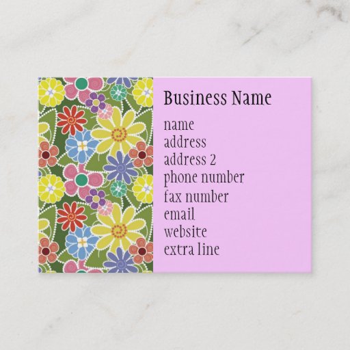Customizable Fun Floral Bright Chubby Business Card